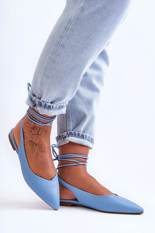 Damskie Wiązane Baleriny Niebieskie Lilly Ann