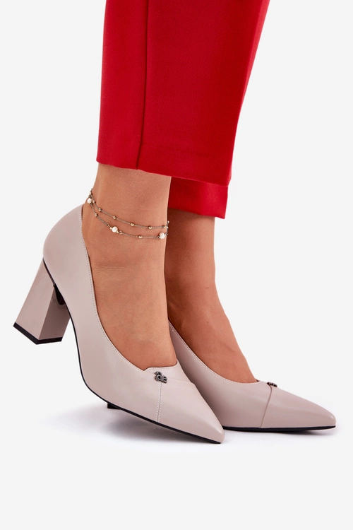 Czółenka Na Słupku Eleganckie Vinceza 62224 Szare