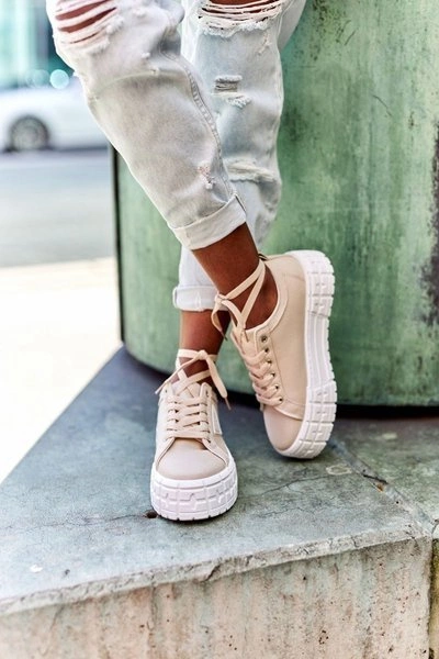 Damskie Tenisówki Na Platformie Beżowe Big City Life