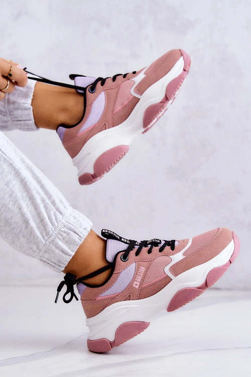 Damskie Sneakersy Buty Sportowe Big Star JJ274577 Różowe