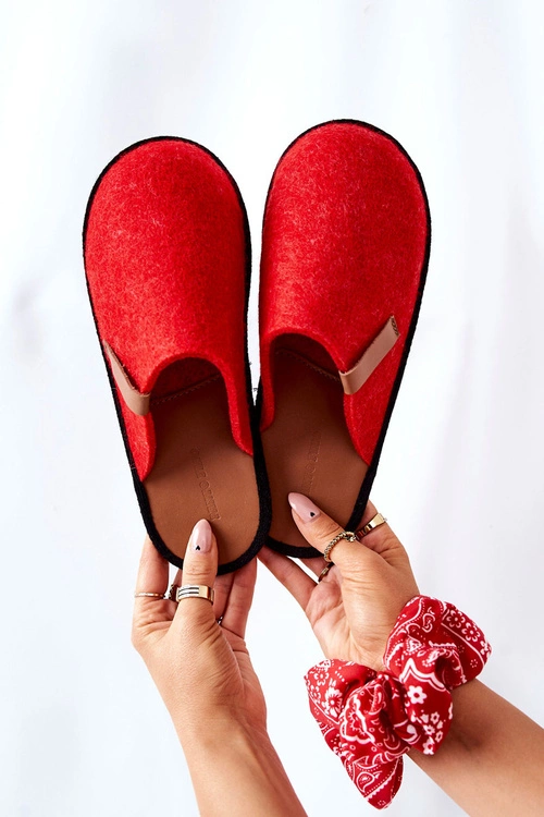 Papcie Damskie Domowe Panto Fino KK267006 Czerwono-Brązowe