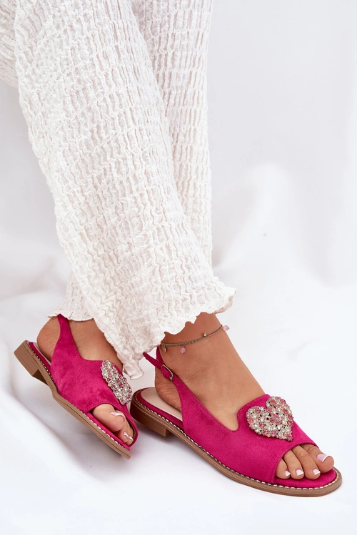 Sandały Damskie Z Ozdobnym Sercem S.Barski KV27-018 Fuksja