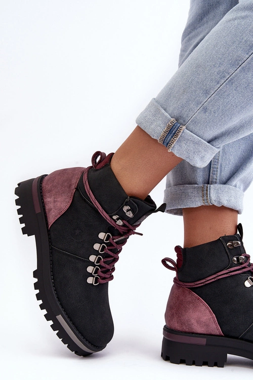 Trapery Sznurowane Czarne Big Star MM274318