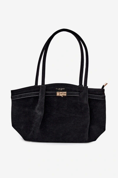 Flora&Co Torebka Typu Shopper Zamszowa Czarna Elleea