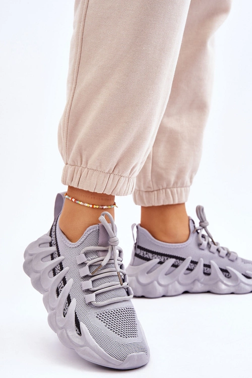 Damskie Modne Skarpetkowe Sneakersy Szare Daxo