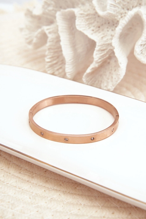 Bransoletka Stalowa Z Cyrkoniami Różowe Złoto Lauren