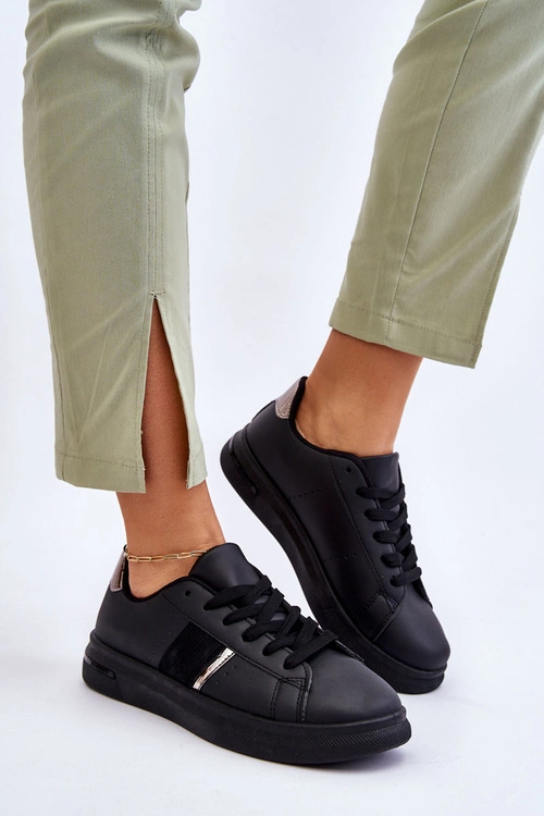 Damskie Sportowe Buty Na Platformie Czarne Soris