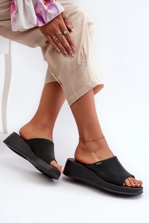 Pachnące Klapki Damskie Na Koturnie ZAXY LL285084 Czarne