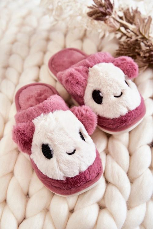 Dziecięce Futrzane Wsuwane Papcie Różowe Alize