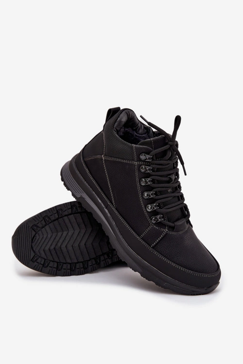 Buty Trekkingowe Trapery Męskie Ocieplane Czarne Wivelle