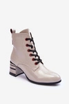 Lakierowane Botki Na Obcasie S.Barski MR870-49 Jasnoszare