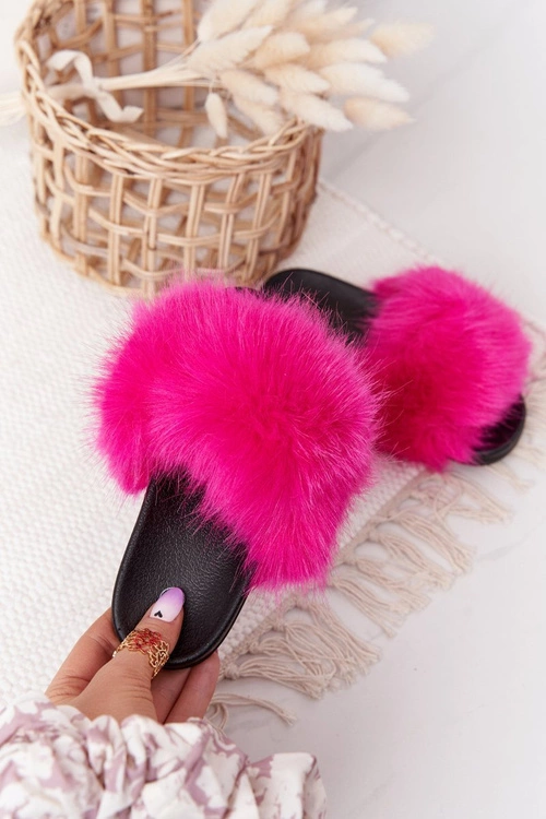 Dziecięce Klapki Z Futerkiem Fuksja Fashionista