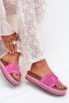 Klapki Damskie Na Platformie Z Ozdobą Fuksja Daphira