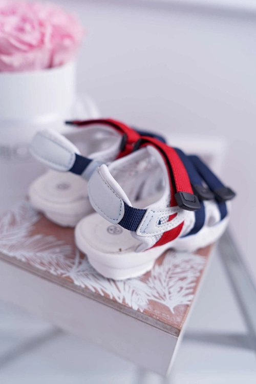 Dziecięce Sandały Na Rzepy Dla Dziewczynki Chłopca Białe Fima