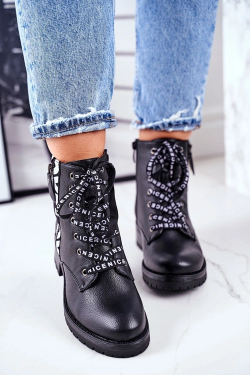 Botki Damskie Trapery Czarne Verso