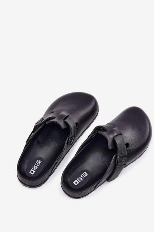 Piankowe Klapki Chodaki Męskie Z Klamrą Big Star RR174A022 Czarne