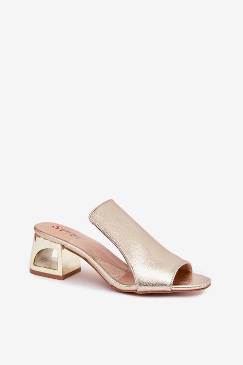 Klapki Damskie Na Słupku Złote Tessira