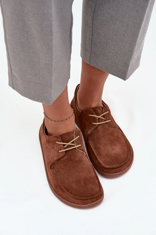 Półbuty Damskie Typu Barefoot Z Naturalnego Zamszu Zazoo 327 Brązowe