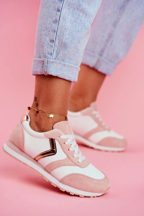 Sportowe Damskie Buty Biało Różowe Roulette