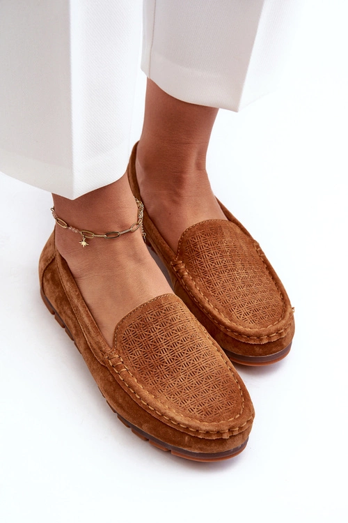 Zamszowe Mokasyny Damskie Camel S.Barski LR755