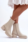 Botki Sztyblety Na Masywnym Obcasie Beżowe Ironna