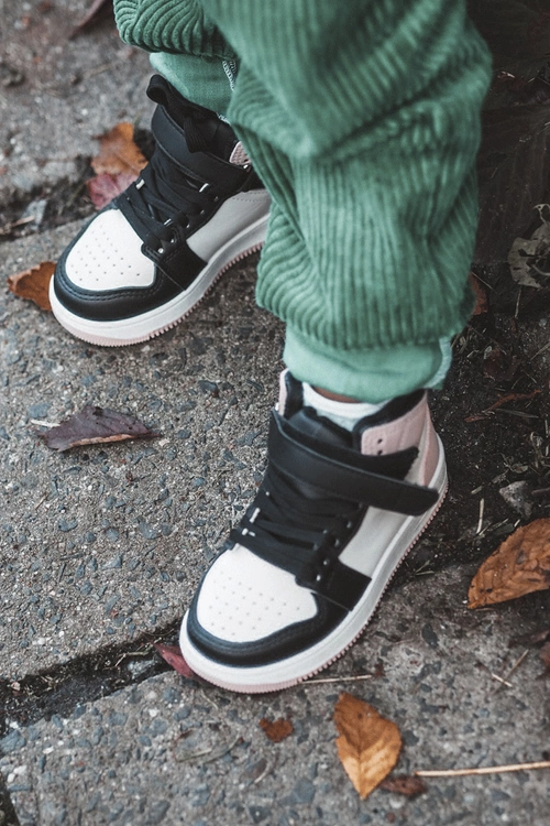 Wysokie Dziecięce Buty Sportowe Biało-Różowe Teredite