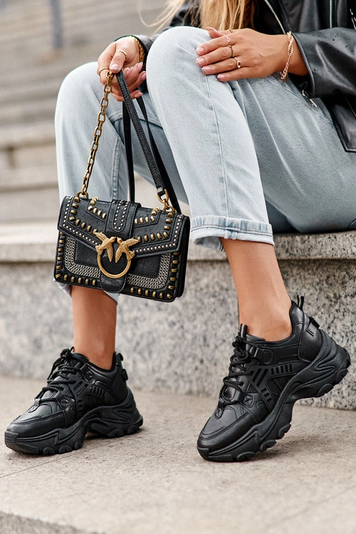 Masywne Damskie Buty Sportowe Sneakersy Czarne Toderus