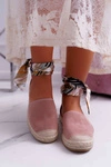 Espadryle Damskie Wiązane Wstążką Różowe Mila