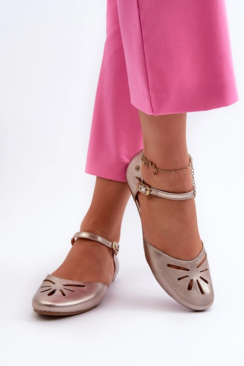 Skórzane Sandały Damskie Maciejka 06641-25 Złote