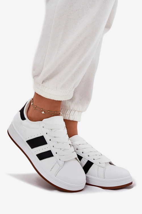 Sneakersy Damskie Z Eko Skóry Białe Arlenina