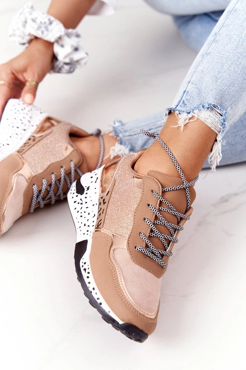 Damskie Sneakersy Na Koturnie Różowe Złoto Avery