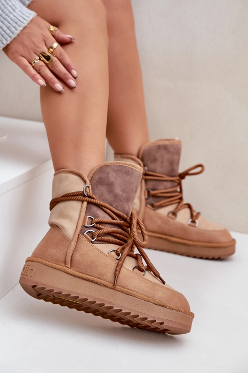 Śniegowce Damskie Na Platformie Z Wiązaniem D.Franklin DFSH370013 Camel