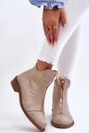 Skórzane Botki Na Suwak Nicole 2785/008 Beżowe