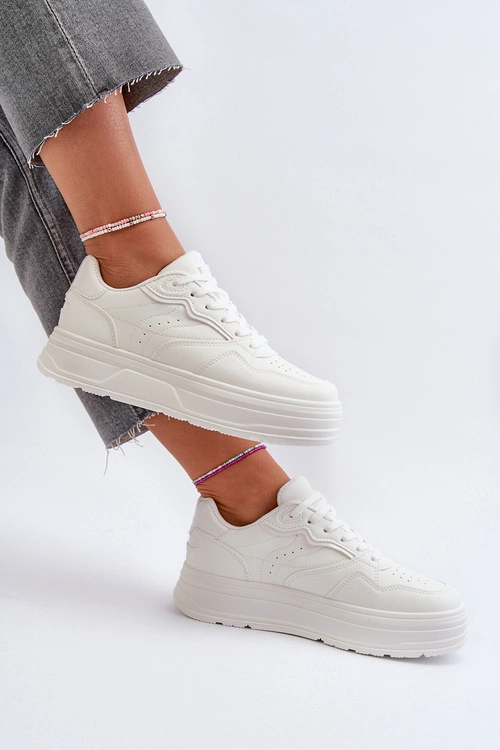Sneakersy Damskie Na Platformie Białe Axivana
