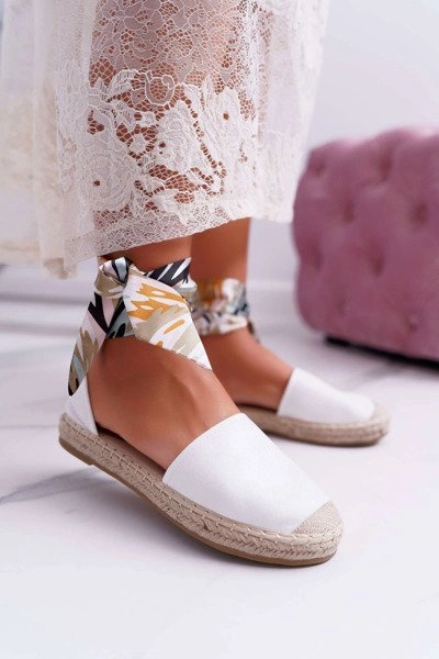 Espadryle Damskie Wiązane Wstążką Białe Mila