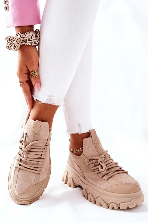 Damskie Sportowe Buty Sneakersy Beżowe Miles