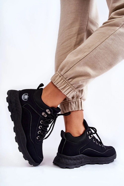 Damskie Ocieplane Buty Trekkingowe Trapery Czarne Otto