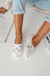 Skarpetki Microstopki Damskie Bawełniane Małe Wiśnie Białe