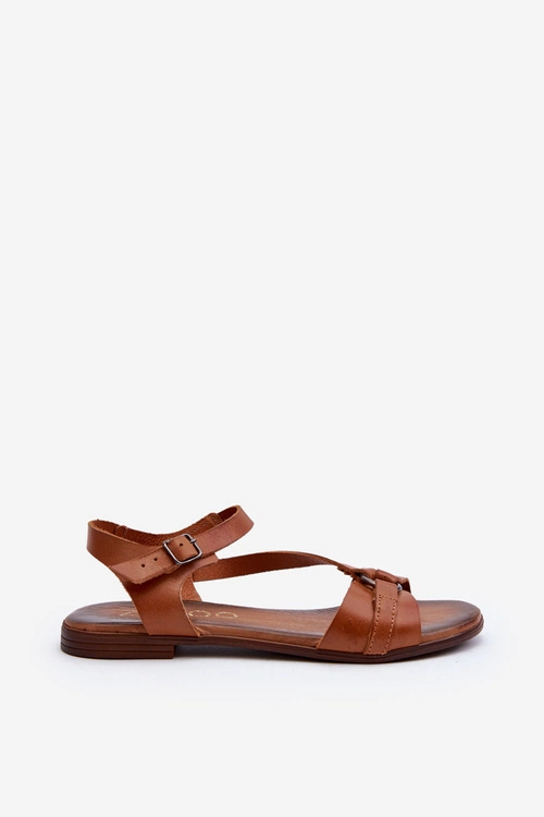 Zazoo 40182 Skórzane Sandały Damskie Brązowe