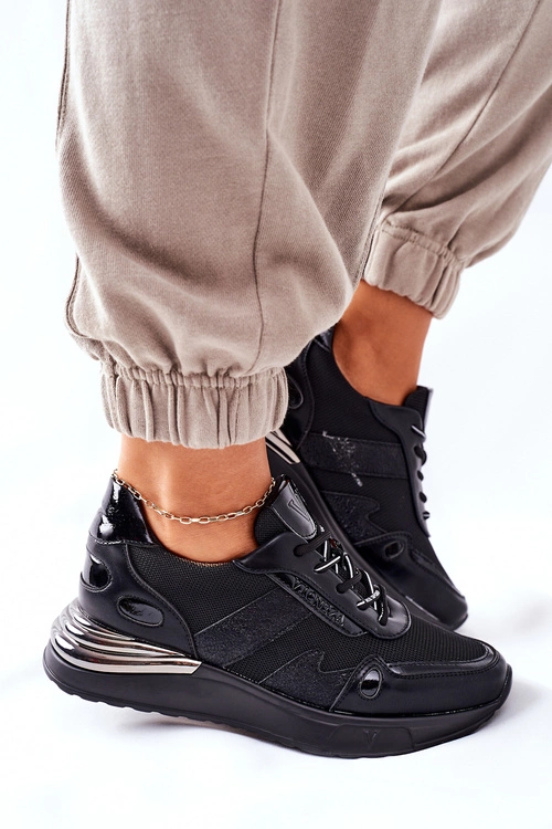 Sportowe Damskie Buty Sneakersy Czarne Manitoba