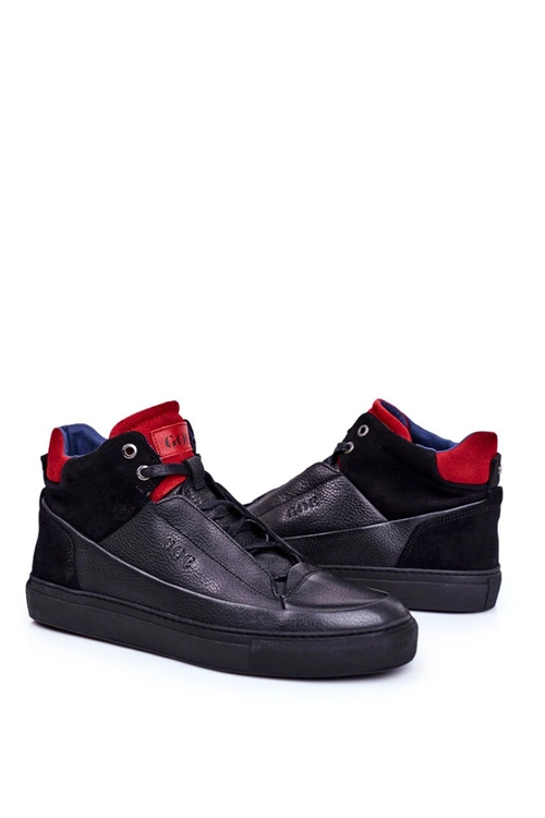 Obuwie Sportowe Męskie Skórzane Czarne GG1N3114