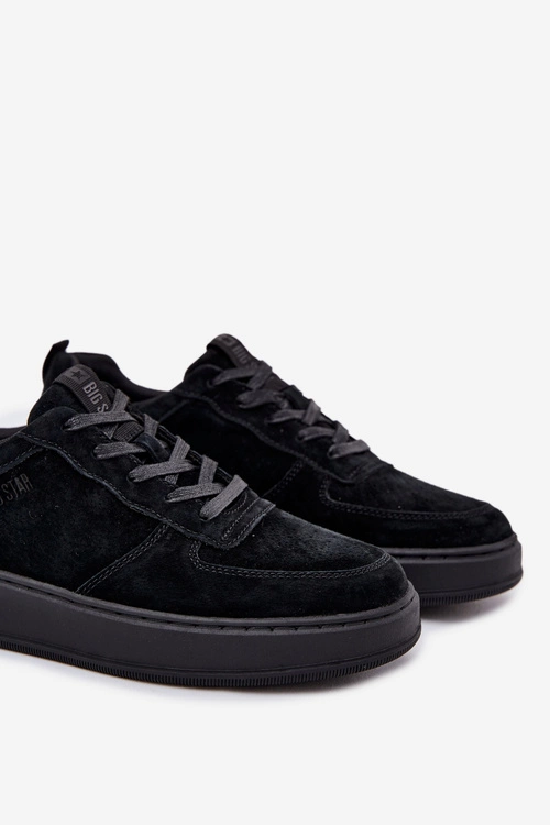 Męskie Sneakersy Na Platformie Zamszowe Big Star OO174012 Czarne