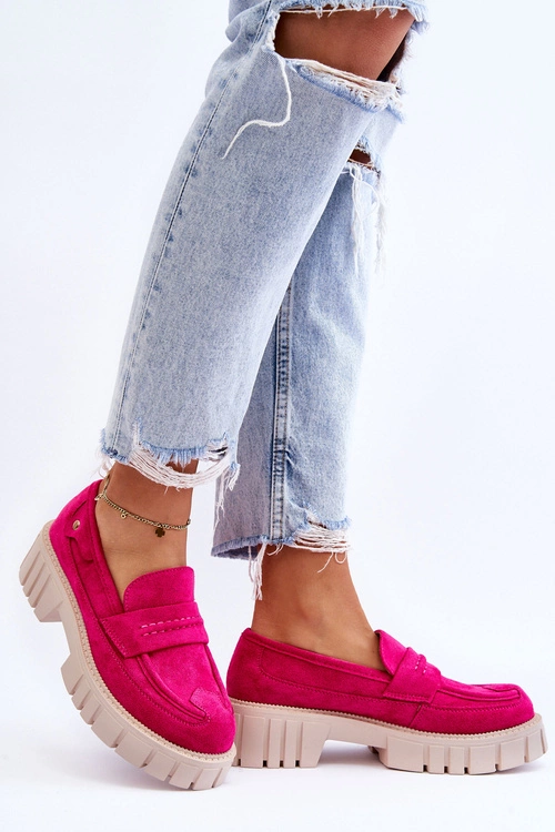 Damskie Zamszowe Wsuwane Półbuty Fuksja Fiorell