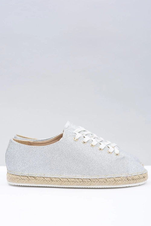 Lu Boo | Srebrne Brokatowe Lniane Espadryle Fairy