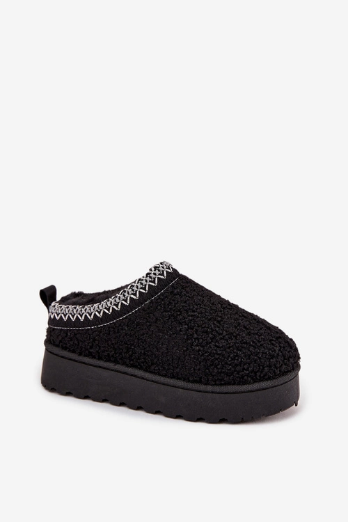 Śniegowce Dziecięce Młodzieżowe Z Futerkiem Typu Baranek Czarne Selathiel