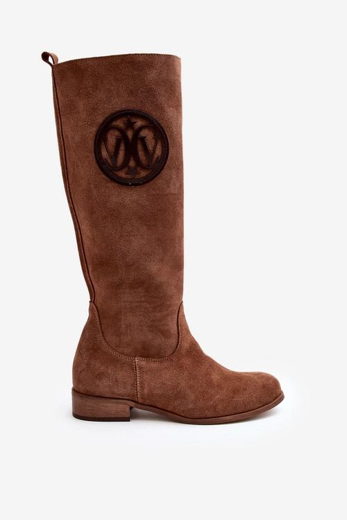 Zazoo 3367 Zamszowe Kozaki Damskie Przed Kolano Brązowe