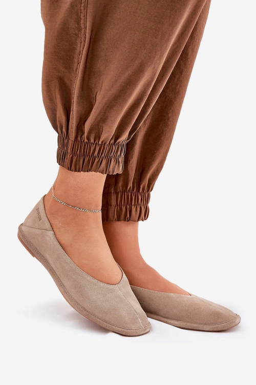 Zamszowe Baleriny Damskie Big Star RR274082 Beżowe