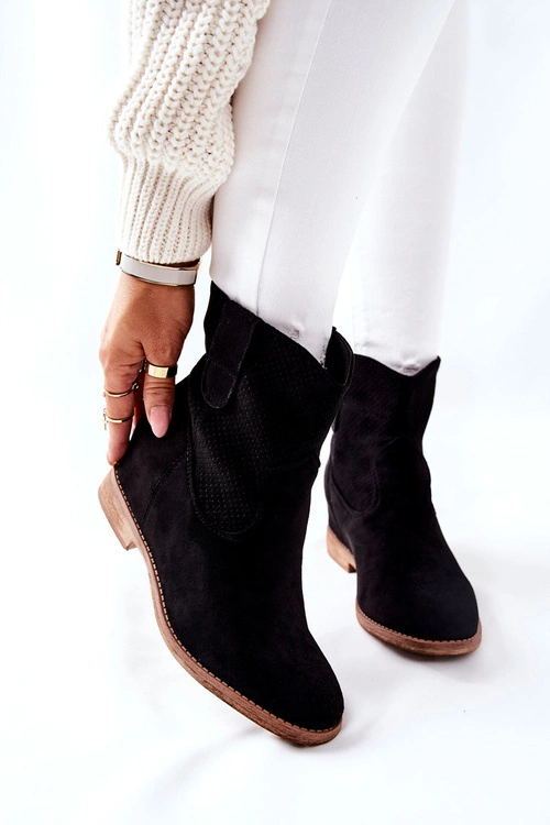 Botki Zamszowe Czarne Polon