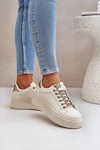 Sneakersy Na Platformie Z Ozdobnymi Sznurówkami Beżowe Fonetha