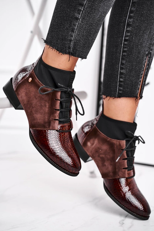 Botki Damskie Skórzane Trzewiki Maciejka Brązowe 04744-02